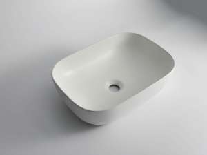 Levenge – 460mm Matte White Rectangular Fine Ceramic Above Counter Basin – CLA-426-M | 460x320x130mm