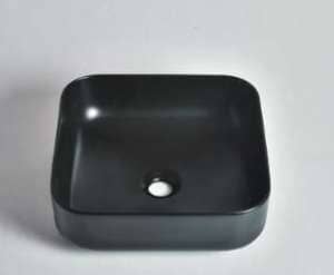 Levenge – 380mm Matte Black Ceramic Square Above Counter Basin – CLA-423-MB | 380x380x140mm