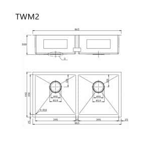 Stainless Steel Hand-made Double Kitchen
 Sink(Round Edges) – 865x440x200mm | TWM2