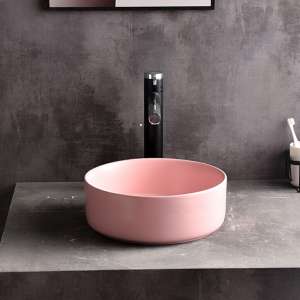 Levenge – 300mm Matte Pink Ceramic Round Above Counter Basin – CLA-524C-MP | 300x300x110mm