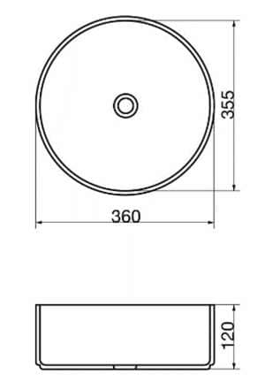 Levenge – 360mm Matte Black & Matte White Diamond Round Above Counter Basin – CLA-524BR-MB |360x360x120mm