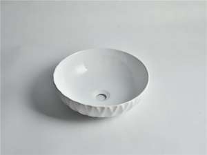 Luna – 400mm Gloss White Rubby Round Above Counter Basin – CLA-435-H | 400x400x120mm