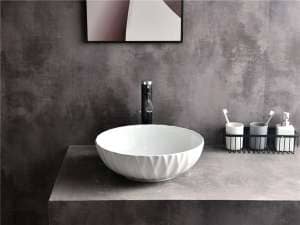 Luna – 400mm Gloss White Rubby Round Above Counter Basin – CLA-435-H | 400x400x120mm