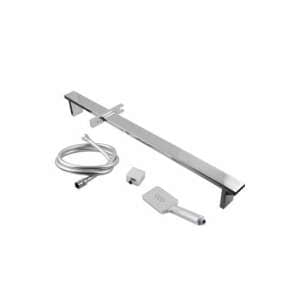 Square Chrome Sliding Shower Rail with 3 Mode Handheld Shower Wall Connector Set