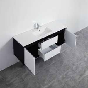 1500mm Wall Hung PVC Vanity Matt Black & White Single / Double Bowls Cabinet ONLY | PE1500-WH