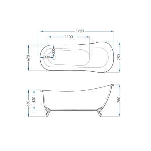 Clawfoot Bath Kit White 1720mm
  with Chrome Feet | ESBT1720W