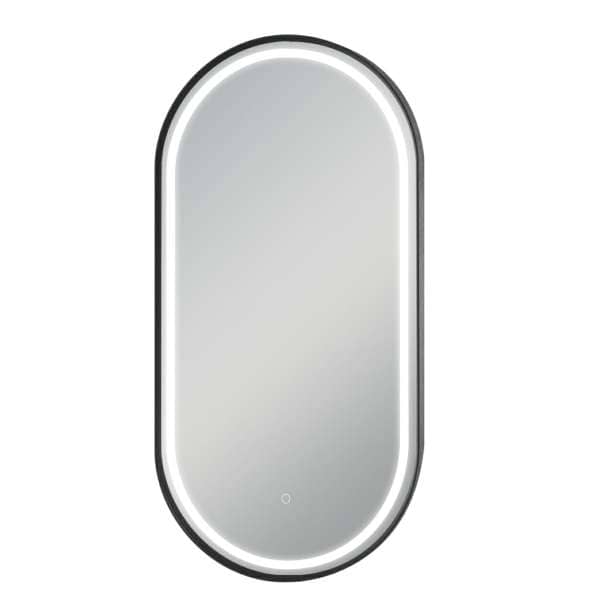 Matte Black Oval Framed LED Mirror | 500x1000mm