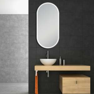 Matte Black Oval Framed LED Mirror | 500x1000mm