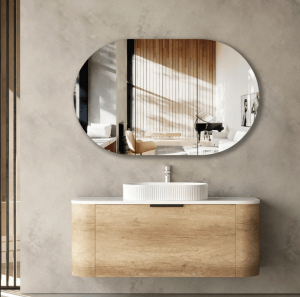 Bondi Curve Wall Hung Vanity – Natural Oak – 1200mm | BO1200N