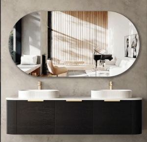 Bondi Curve Wall Hung Vanity – Black Oak – 1800mm | BO1800B
