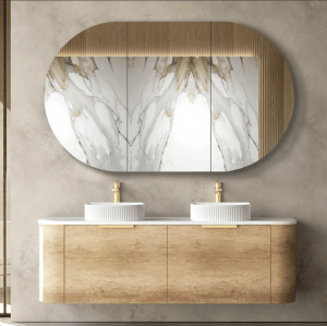Bondi Curve Wall Hung Vanity – Natural Oak – 1500mm | BO1500N