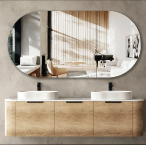 Bondi Curve Wall Hung Vanity – Natural Oak – 1800mm | BO1800N