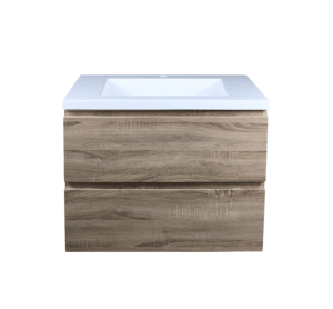 Qubist Wood Grain
  PVC Filmed – Floor Vanity – Double Drawers – White Oak – 900mm | Q9046WO
