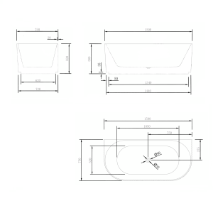Viola Freestanding Bathtub –
  Gloss White – 1500mm | F-1500GW