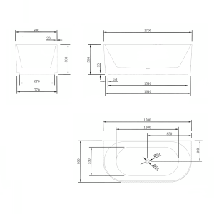 Viola Freestanding Bathtub –
 Gloss White- 1700mm | F-1700GW