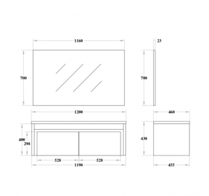 White Black PVC Wall Hung Vanity – 750mm | PB750