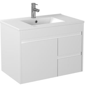 White Polyurethane PVC Wall Hung Vanity – Double Bowl – 1800mm | P184D-WH
