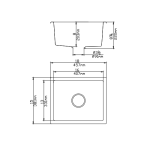 Quartz Top/Undermount Kitchen Sink –
  Single Bowl – Matte White – 381x457x220mm | QKS3845-MW
