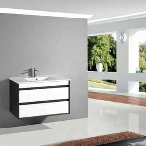 Matte White & Grey PU Lacquer Wall Hung Vanity – 600x460x570mm | YBC57-600W