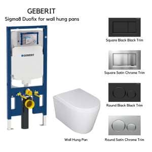 Geberit – In Wall Toilet Package With Sigma 8 Concealed Cistern, Wall Hung & Access Plate | GEB-PAK2