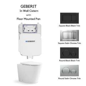 Geberit Sigma 8 Floor Rimless Pan In Wall Cistern Toilet Suite | GEB-PAK1