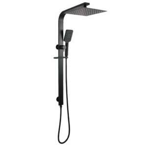 10 Square Black Wide Rail Shower Station Top Water Inlet with 3 Functions Handheld | OX2150.SH.N+ OX0002.SH+ OX-S8.HHS