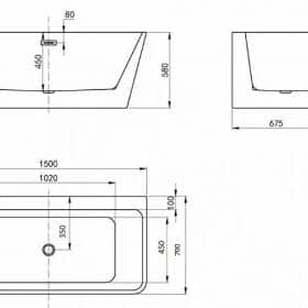 Alexa White Rectangle BTW
  Acrylic Bathtub – No OverFlow – 1700mm | BL532