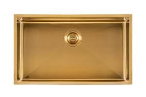 Brushed Gold 1.2mm Handmade Single Bowl
  Top/Undermount Kitchen/Laundry Sink – 762x457x254mm | TWM3G