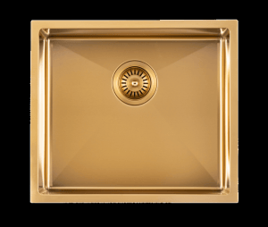 Brushed Gold 1.2mm Handmade
  Top/Undermount Single Bowl Kitchen/Laundry Sink – 510x450x230mm | TWM5G