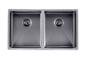 1.2mm Handmade Top/Undermount Double
  Bowls Kitchen Sink – Gun Metal Grey – 820x457x230mm | TWM7B