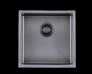 Satin Stainless Steel Handmade Single
  Bowl Sink for Flush Mount and Undermount – Gun Metal Grey – 440x440x205mm |
  TWM8B