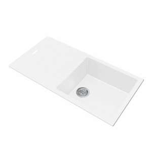 White Granite Stone Kitchen Sink with
  Drainboard Top/Undermount – 1000x500x200mm | WH1050.KS