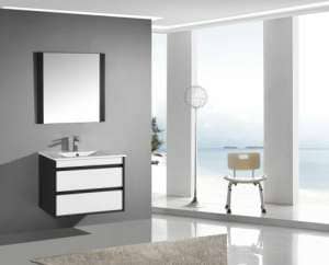 Matte White & Grey PU Lacquer Wall Hung Vanity – 750x460x570mm | YBC57-750W