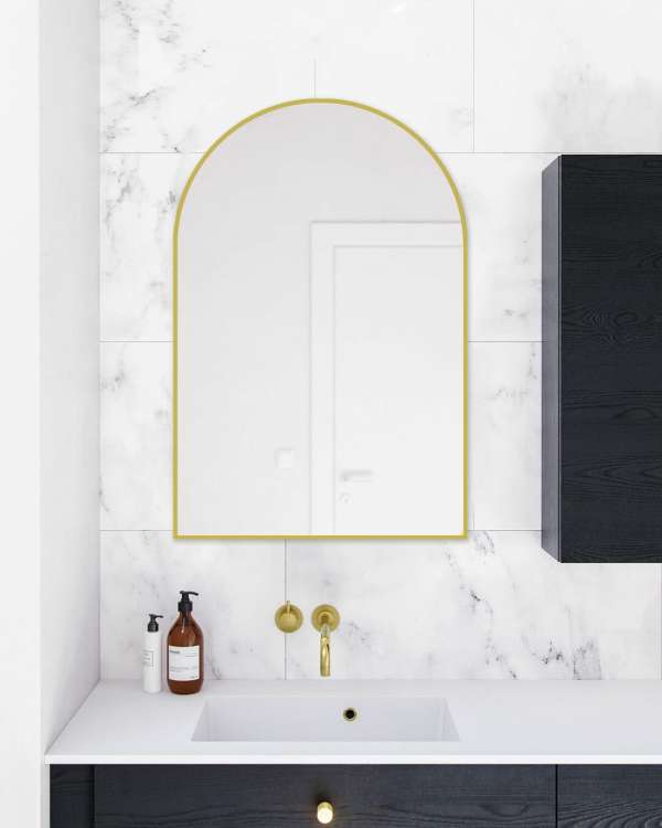 MBG A6090 uni brushed gold arch framed mirror 600x900mm 2
