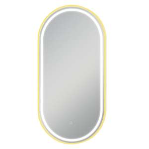 Brushed Gold Oval
  Framed LED Mirror – 500x1000mm | KORA2-MG