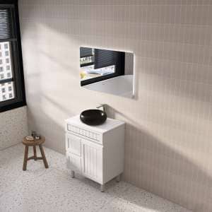 Acacia Shaker Floor PVC Vanity – Left Hand Drawer – Matte White – 750mm | AC74LL-MW
