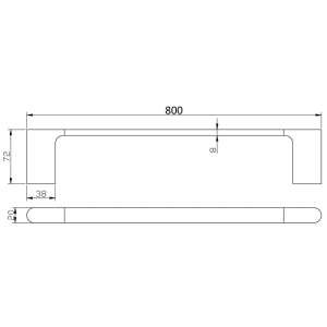 Cora Single Towel Rail 800mm – Chrome & White | 5301-800-CW