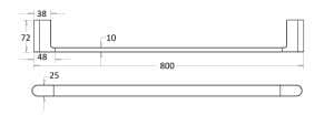 Flores Single Towel Rail 800 mm – Matt Black | 55301-800-MB