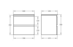Riva PVC Wall Hung Vanity – Double
 Drawers – Gloss White – 600mm | RIVA600W