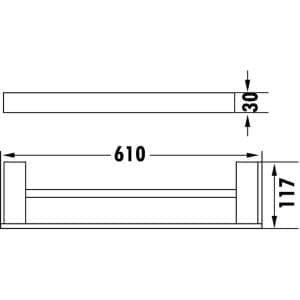 Rosa Double Towel Rail 610 mm – Mirror Polish | 6408D-610