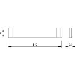 Aiko Square Single Towel Rail 810mm – Chrome | 7101-810