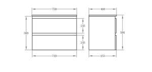 Riva PVC Wall Hung Vanity – Double
 Drawers – Gloss White – 750mm | RIVA750W