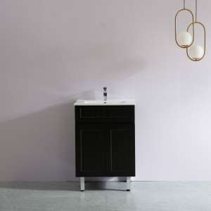 Acacia Shaker Floor PVC Vanity – Double Doors – Matte Black – 600mm | AC64L-MB