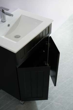 Acacia Shaker Floor PVC Vanity – Double Doors – Matte Black – 600mm | AC64L-MB