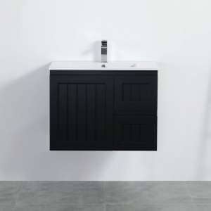 Acacia Shaker Wall Hung Vanity – Right Hand Drawer – Matte Black -750mm | AC74RW-MB