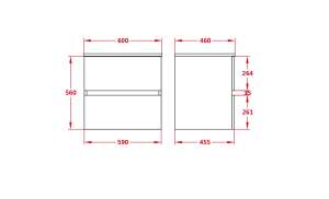 Stella Wood Grain PVC Wall Hung Vanity –
 Double Drawers – Oak – 600mm | OAK600WH