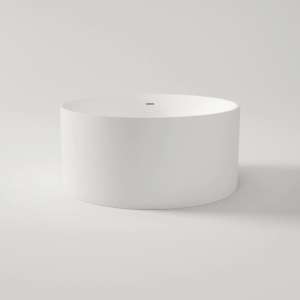 Como  Round Freestanding Bathtub – Matt White – Overflow – 1280mm | CO1280MW-OF