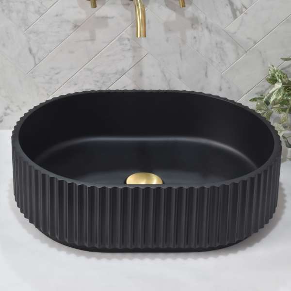 CSB716 MB enflair stadio groove Fluted oval basin black top angled