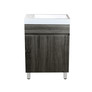 Qubist Wood Grain PVC Filmed –  Floor Vanity – Single Drawer – Dark Grey – 500mm | DG5025LG