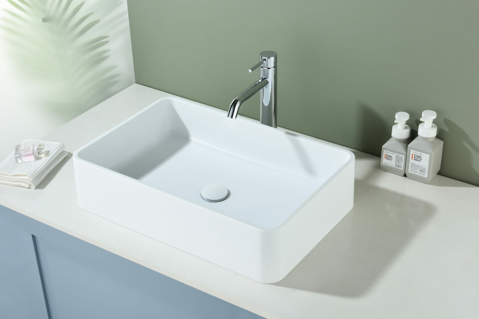 Above Counter Quartz Basin - Matt Black - Rectangle - 600mm | QZ6040-MB